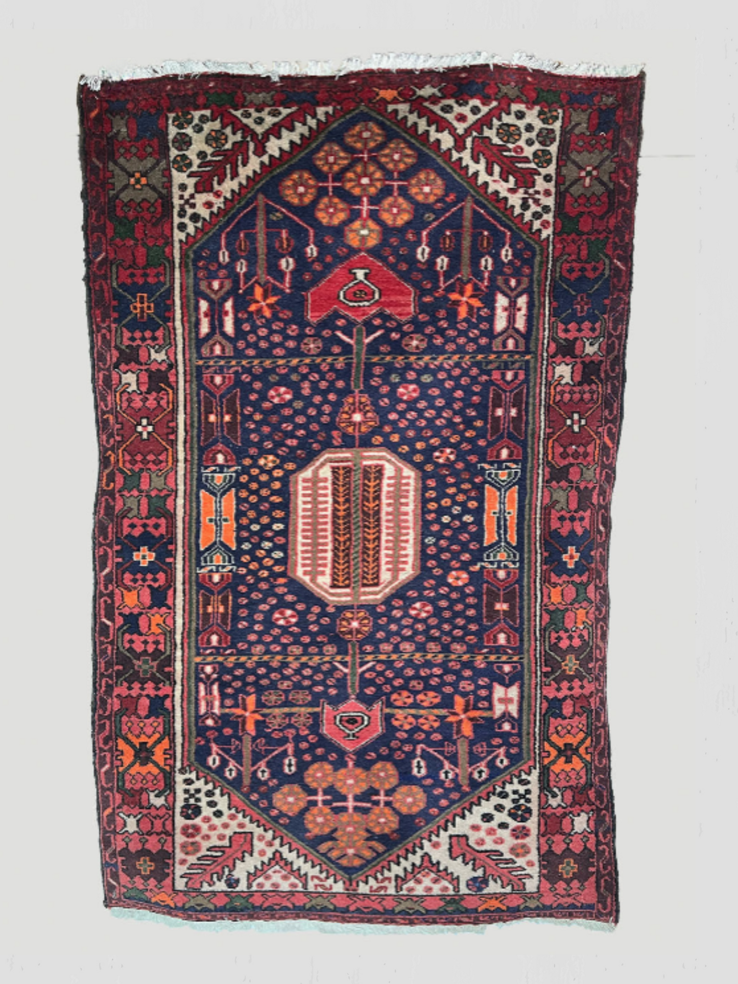 Antique Persian Carpet Navy and Orange