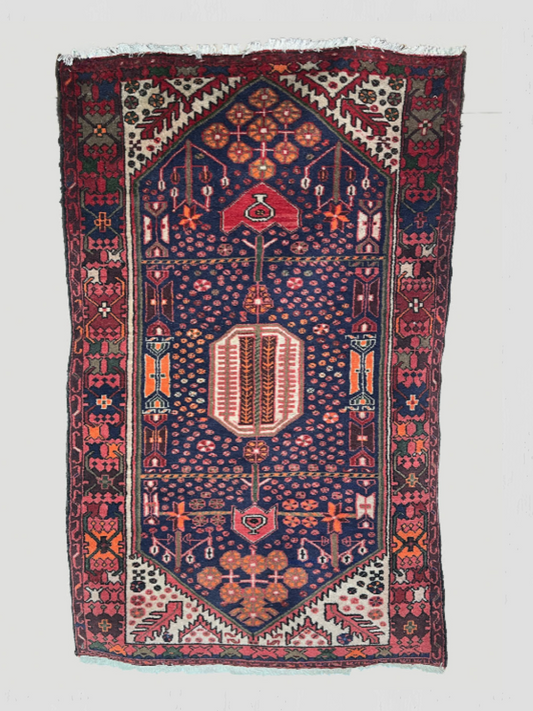 Antique Persian Carpet Navy and Orange