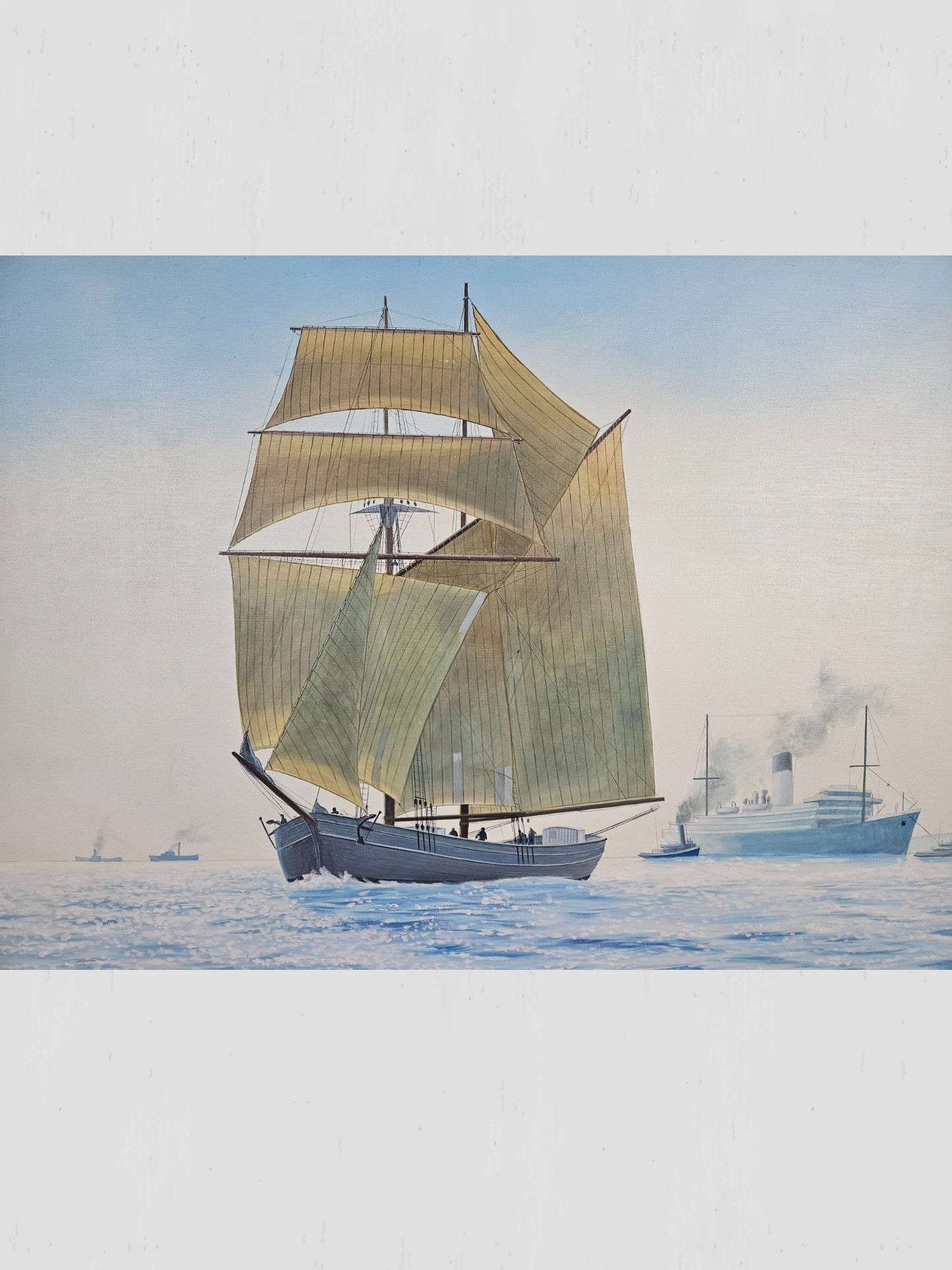 Philippe Conrad Nautical Boat on Water Painting on Canvas