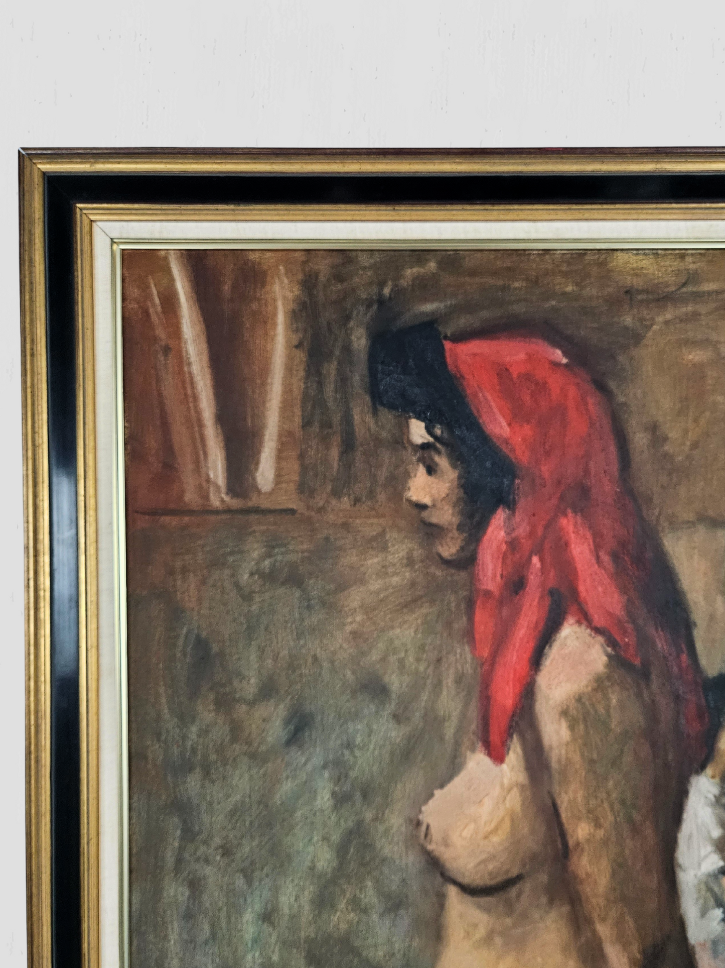 Large Oil Painting Nude With Scarf Framed Signed