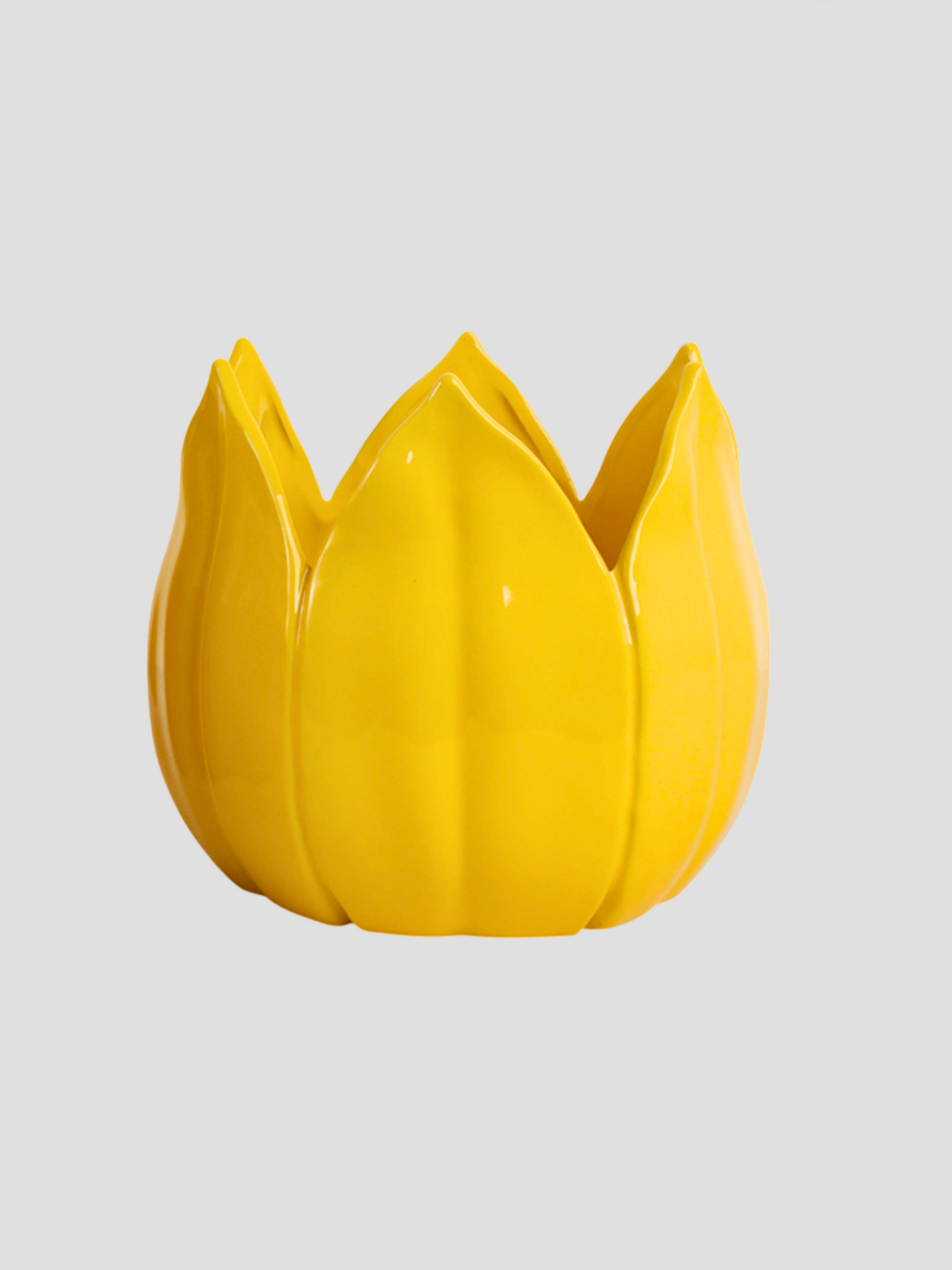Small Yellow Ceramic Petal Planter