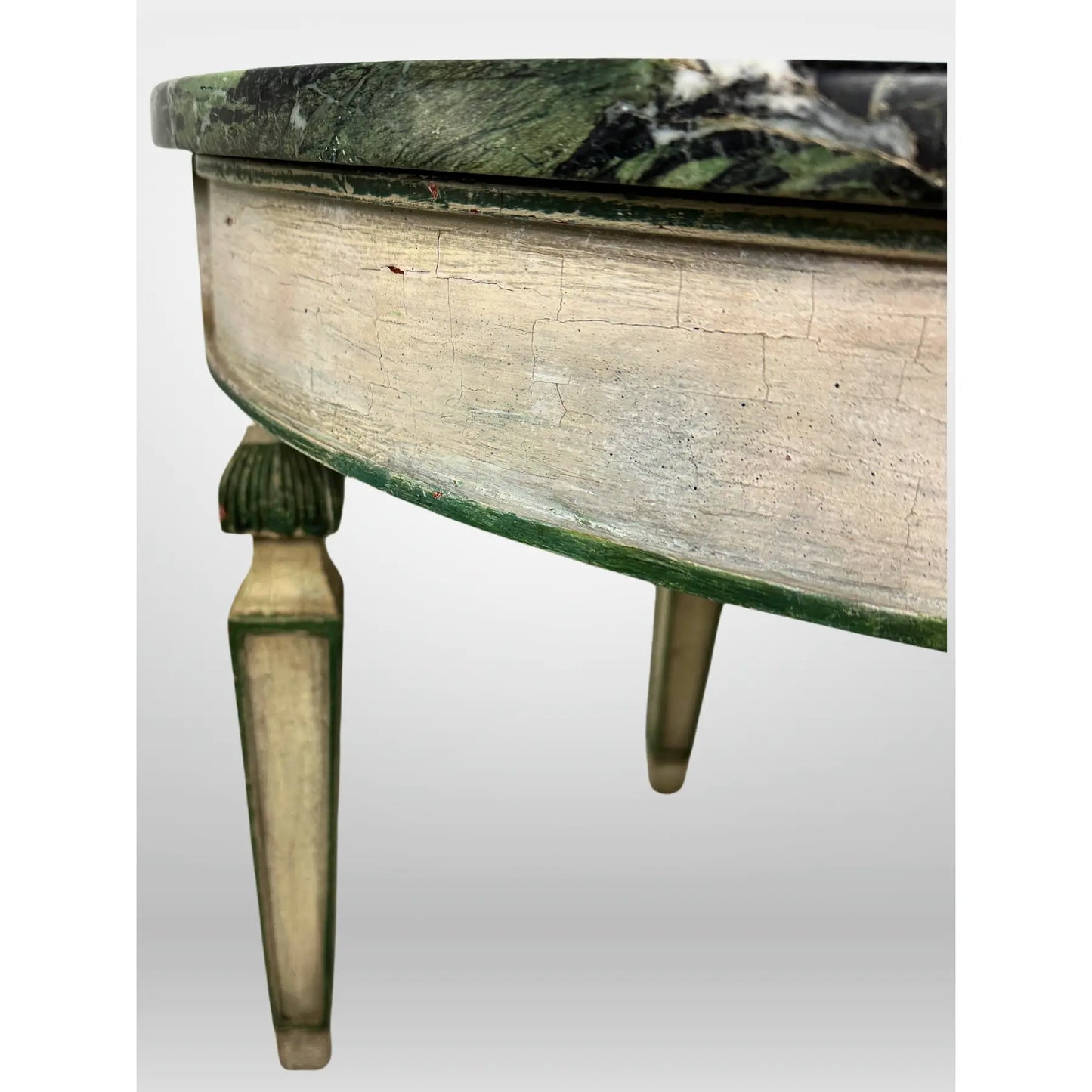 Italian Painted Table With Green Marble Top Vintage