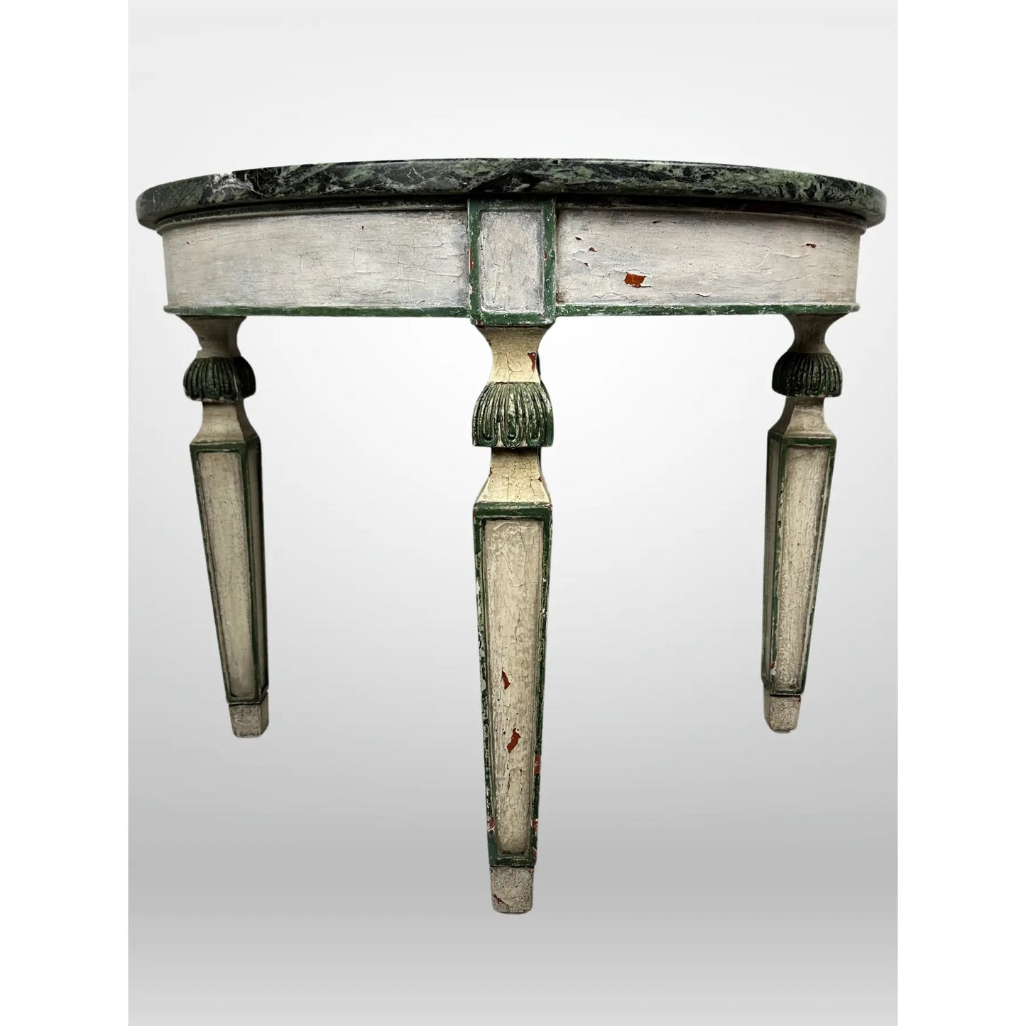 Italian Painted Table With Green Marble Top Vintage