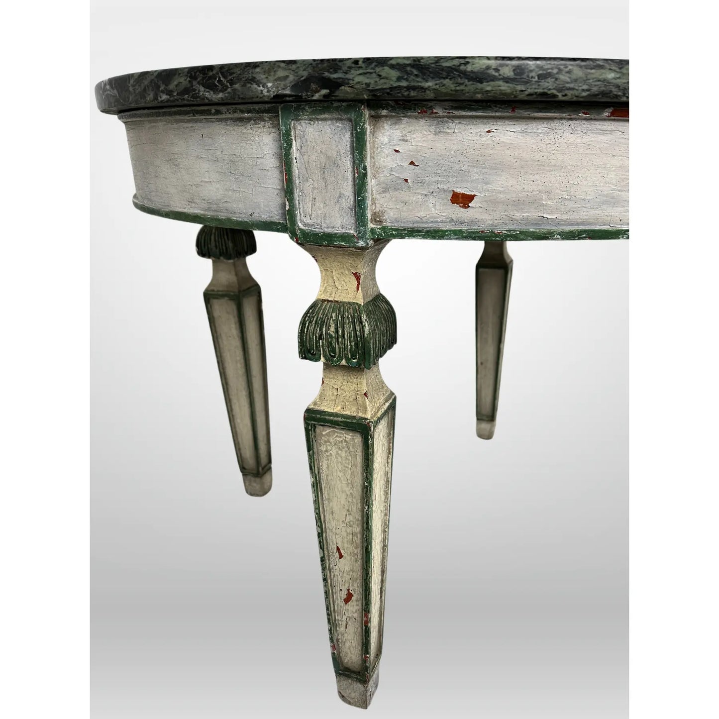Italian Painted Table With Green Marble Top Vintage