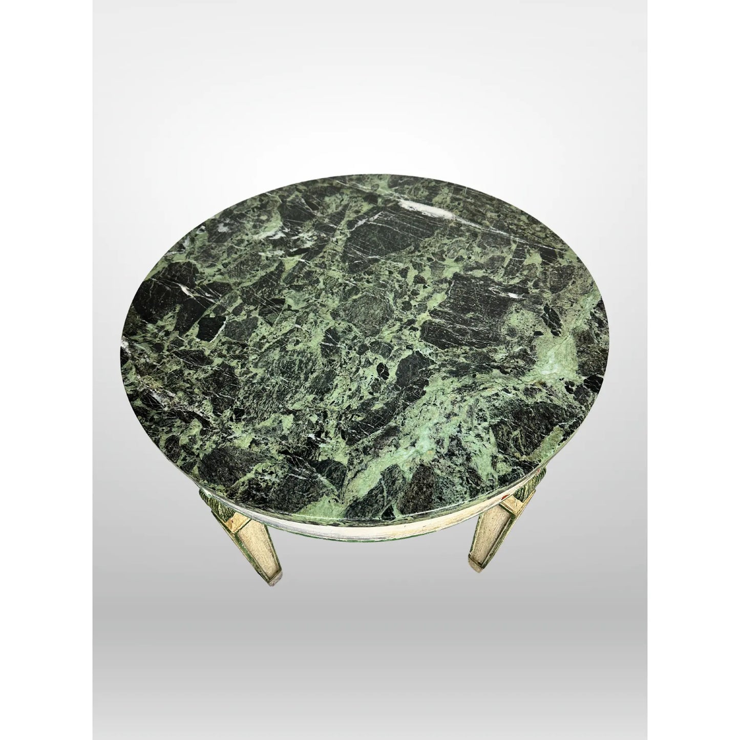 Italian Painted Table With Green Marble Top Vintage