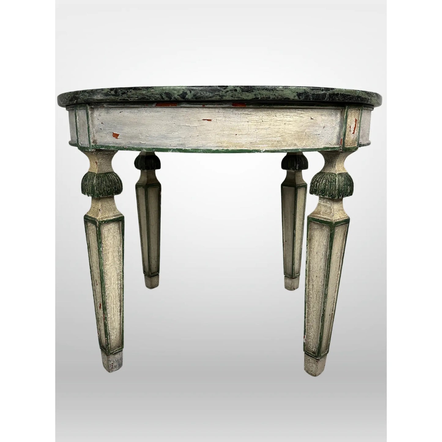 Italian Painted Table With Green Marble Top Vintage