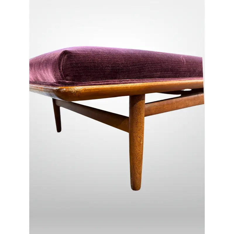 1960s George Tanier Teak Chaise Velvet Upholstered Danish Mid-Century Modern