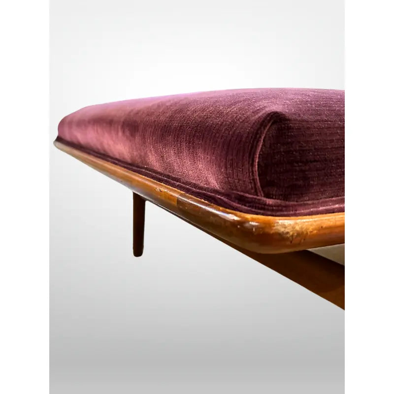 1960s George Tanier Teak Chaise Velvet Upholstered Danish Mid-Century Modern