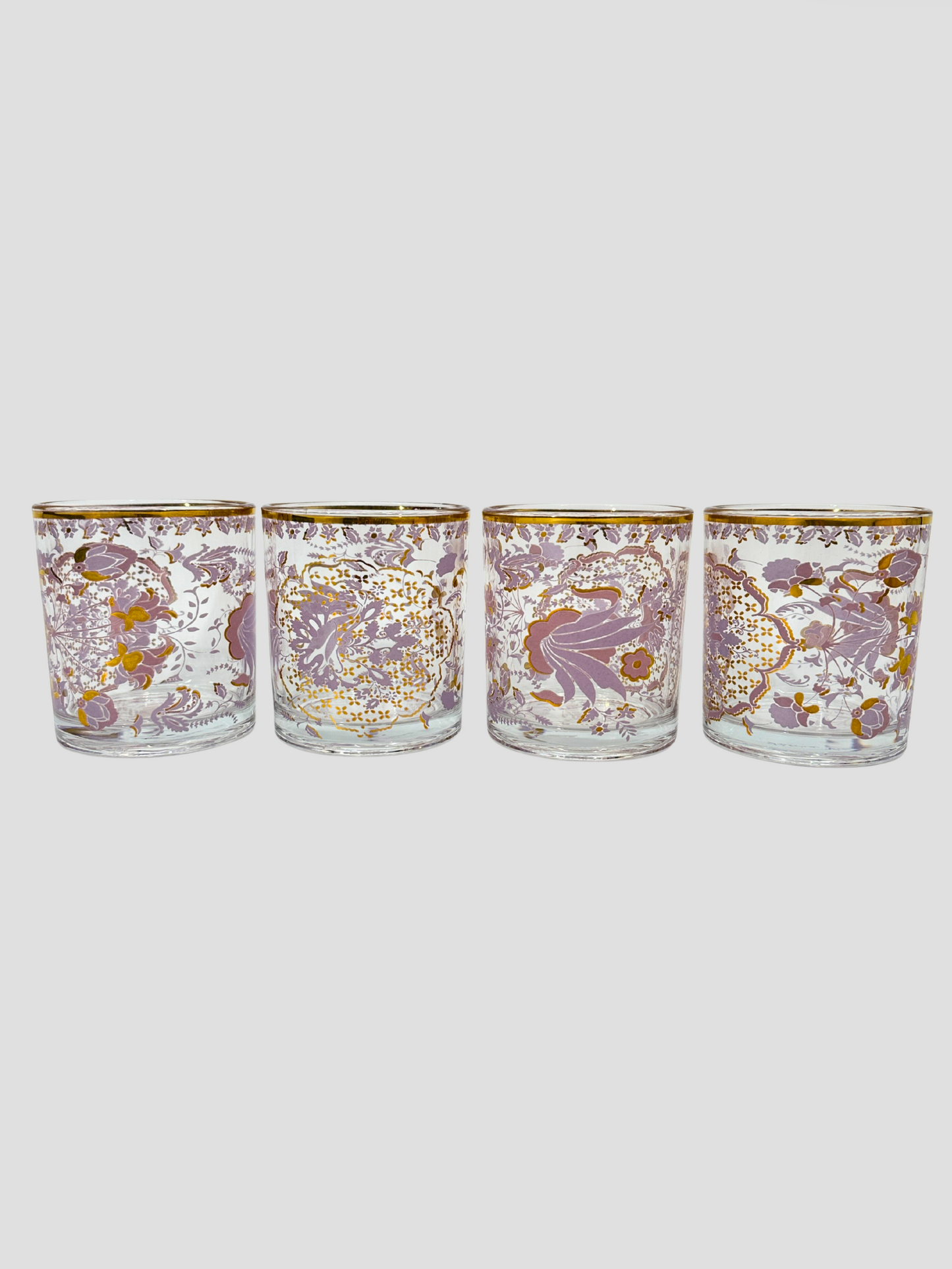 Patina Vie Set of 4 Rocks Glasses 18K Gold Filigree