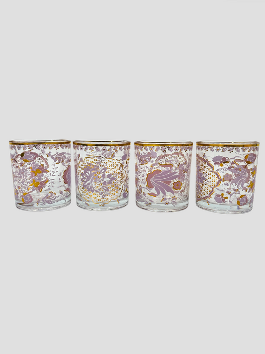 Patina Vie Set of 4 Rocks Glasses 18K Gold Filigree