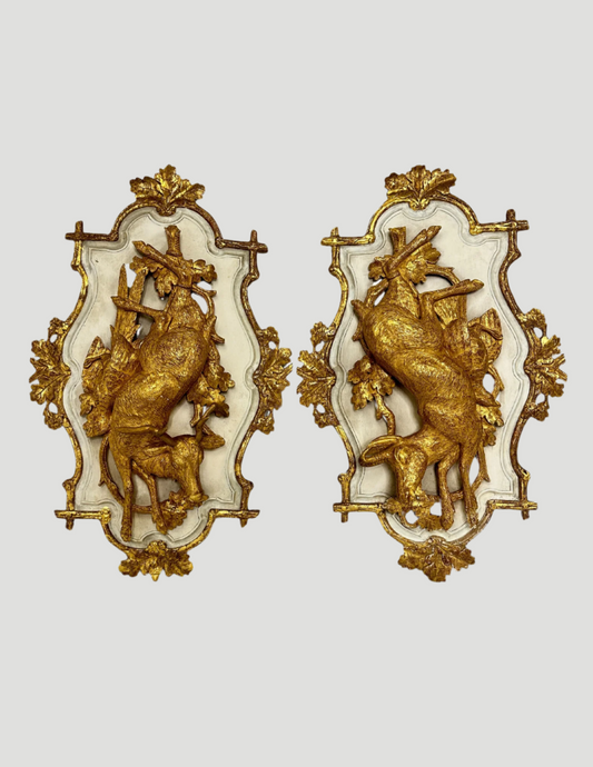 Antique Black Forest Carved Hanging Game Plaques