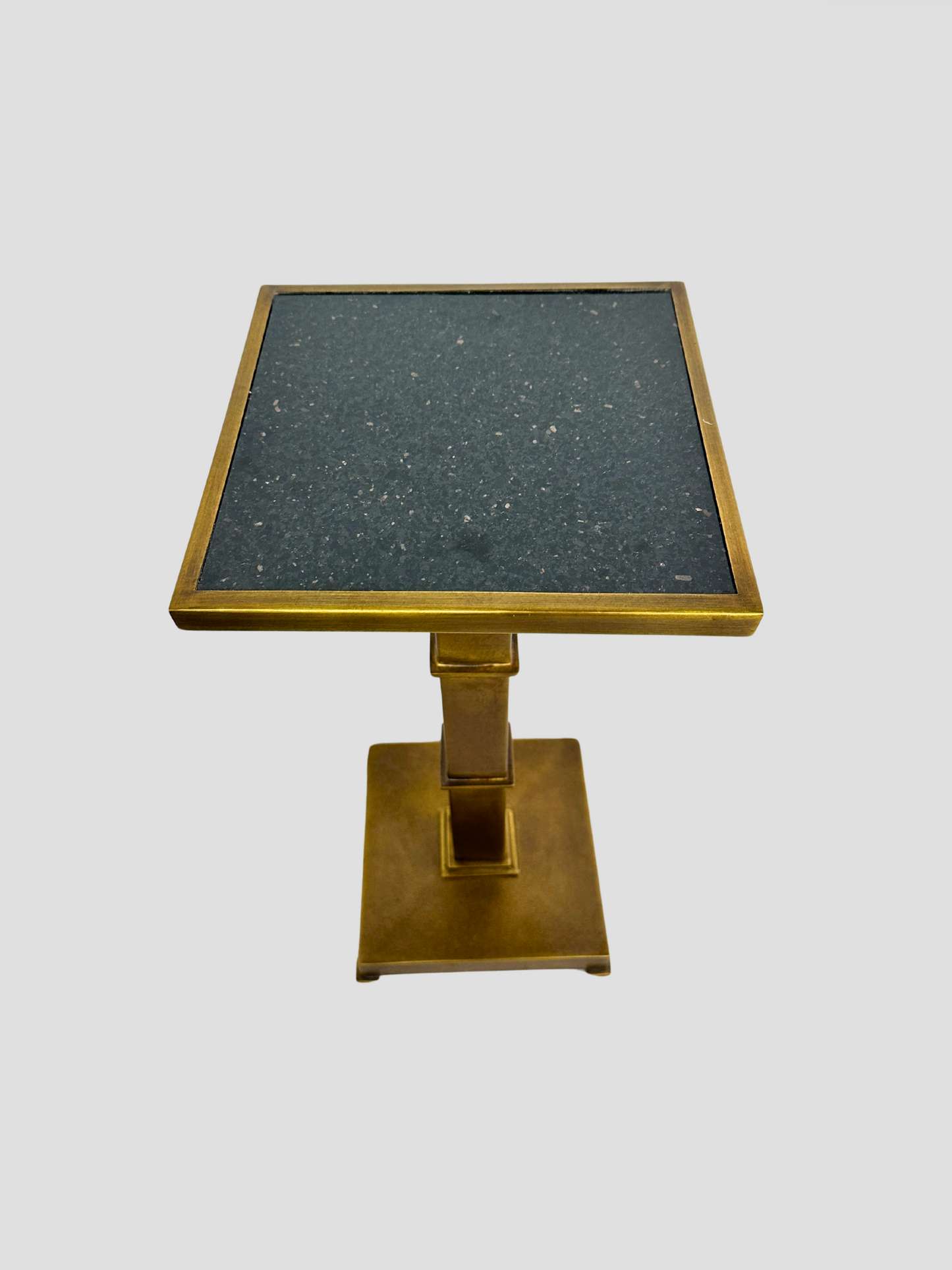 Brass with Black Metallic Glass Drinks Table