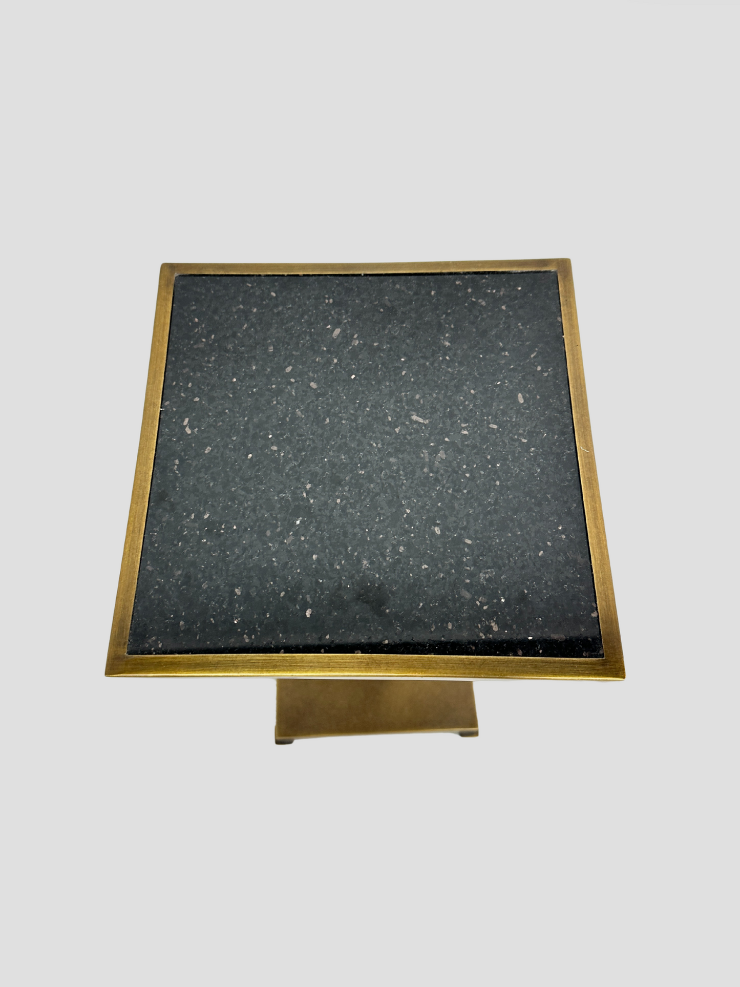 Brass with Black Metallic Glass Drinks Table