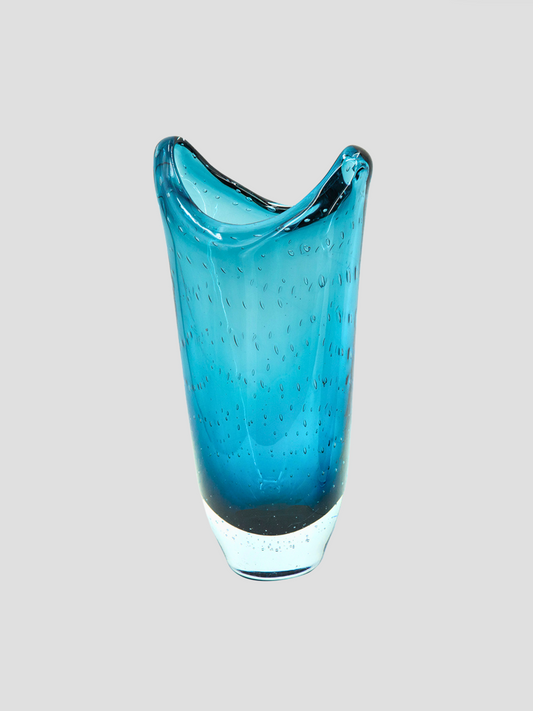 Small Artisan Blue Glass Vase
