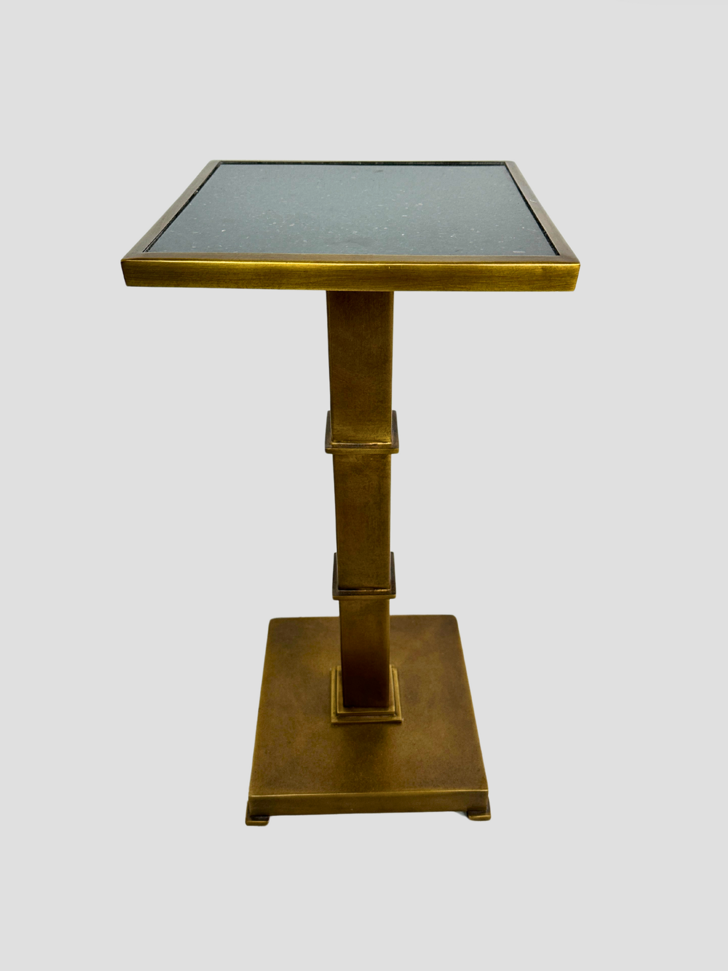 Brass with Black Metallic Glass Drinks Table