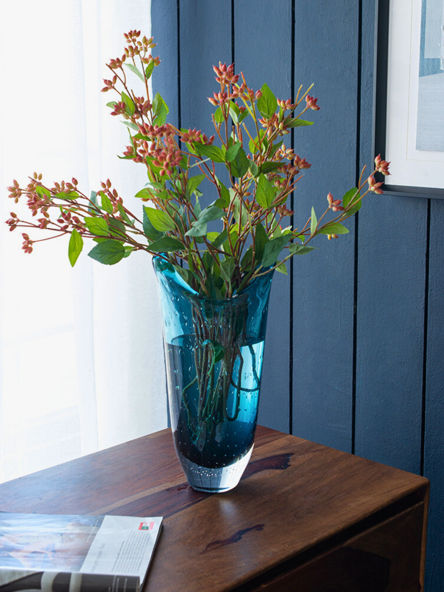 Small Artisan Blue Glass Vase