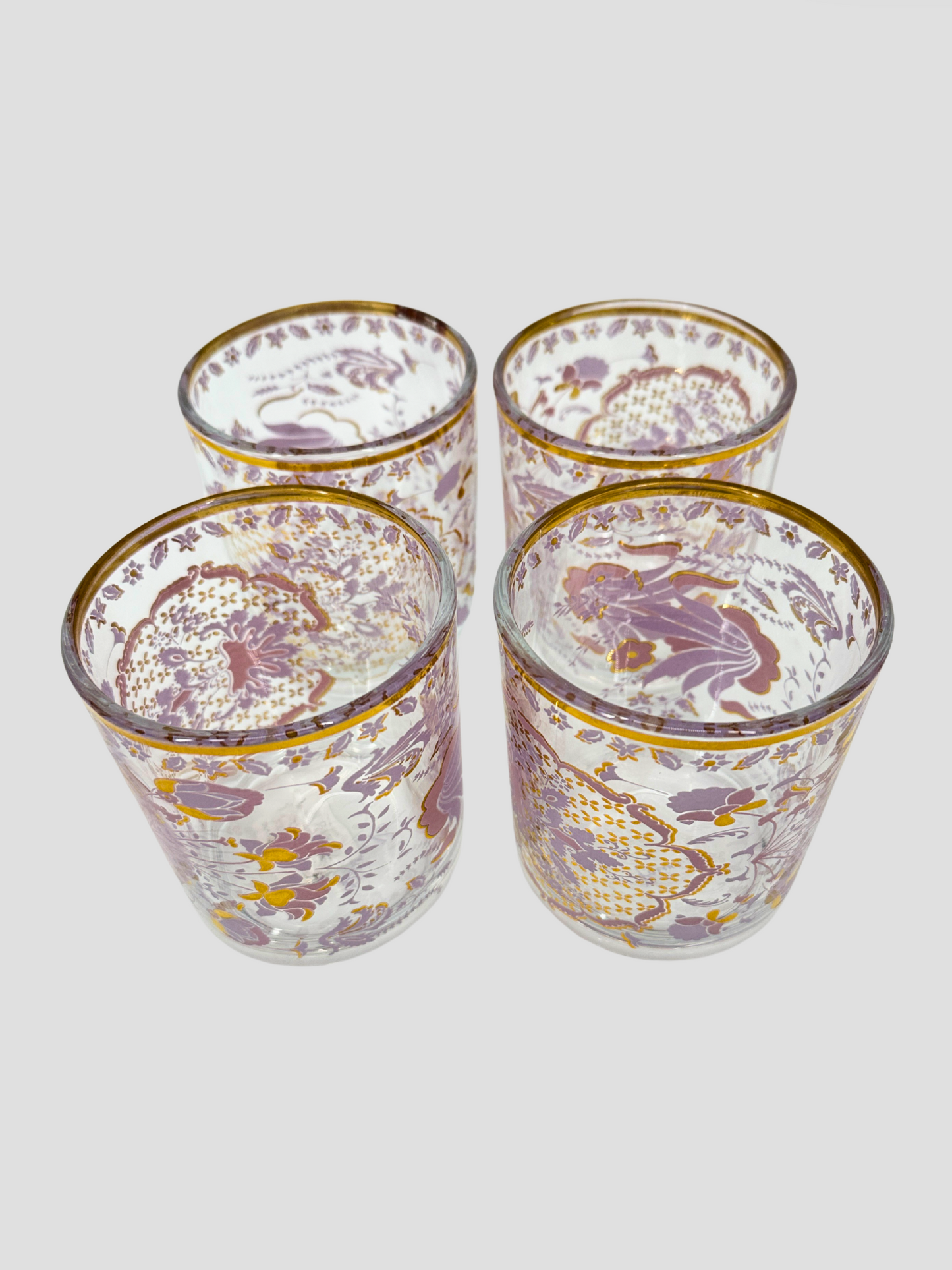 Patina Vie Set of 4 Rocks Glasses 18K Gold Filigree