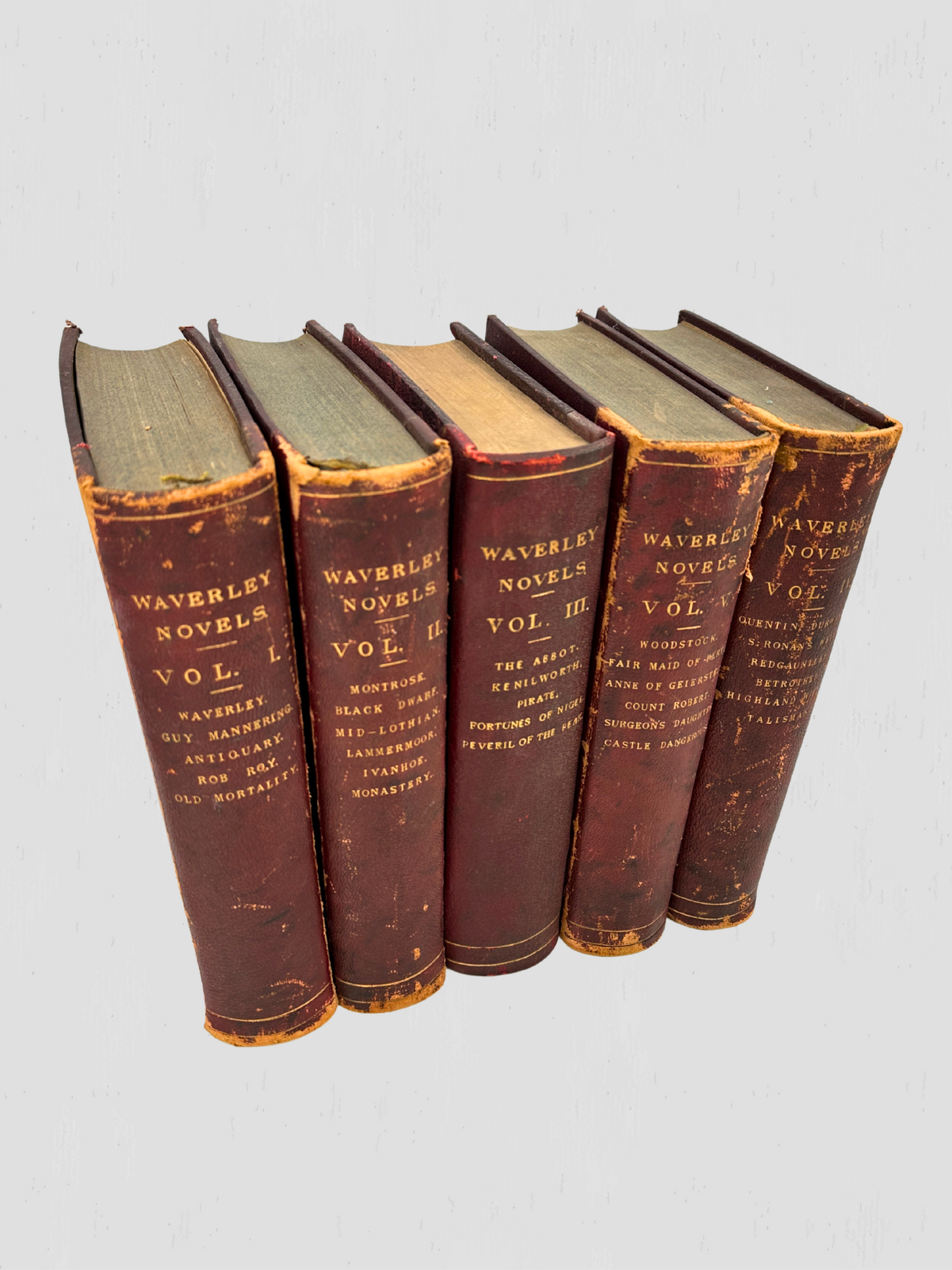 Late 19th Century Waverley Novels by Sir Walter Scott, Bart. Antique - Set of 5 Books