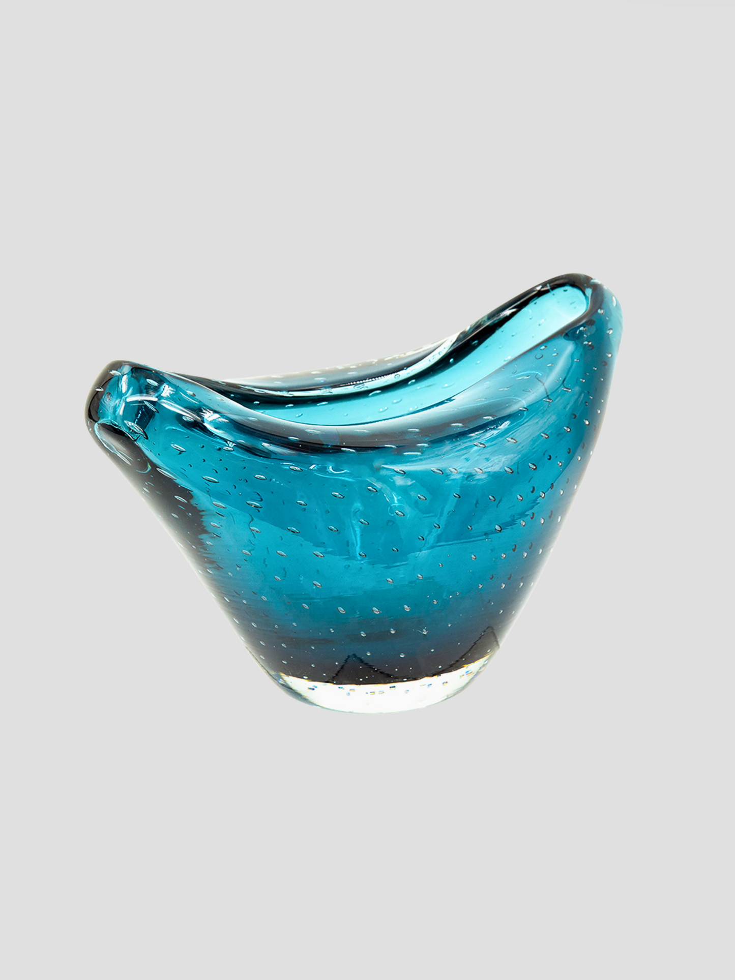 Large Artisan Blue Glass Vase