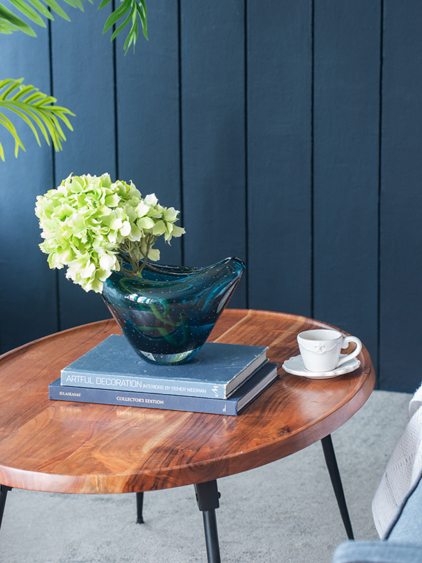 Large Artisan Blue Glass Vase