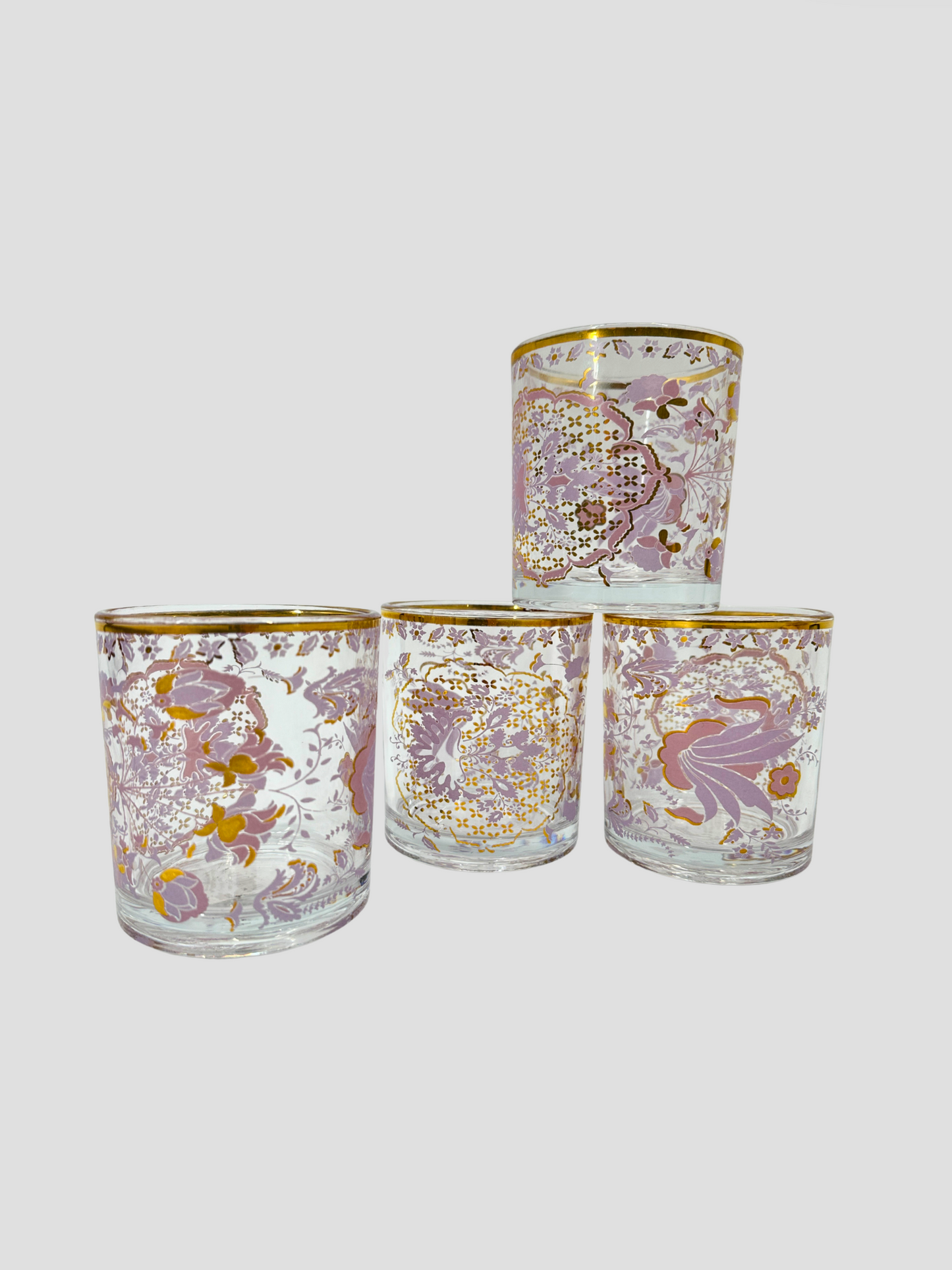 Patina Vie Set of 4 Rocks Glasses 18K Gold Filigree