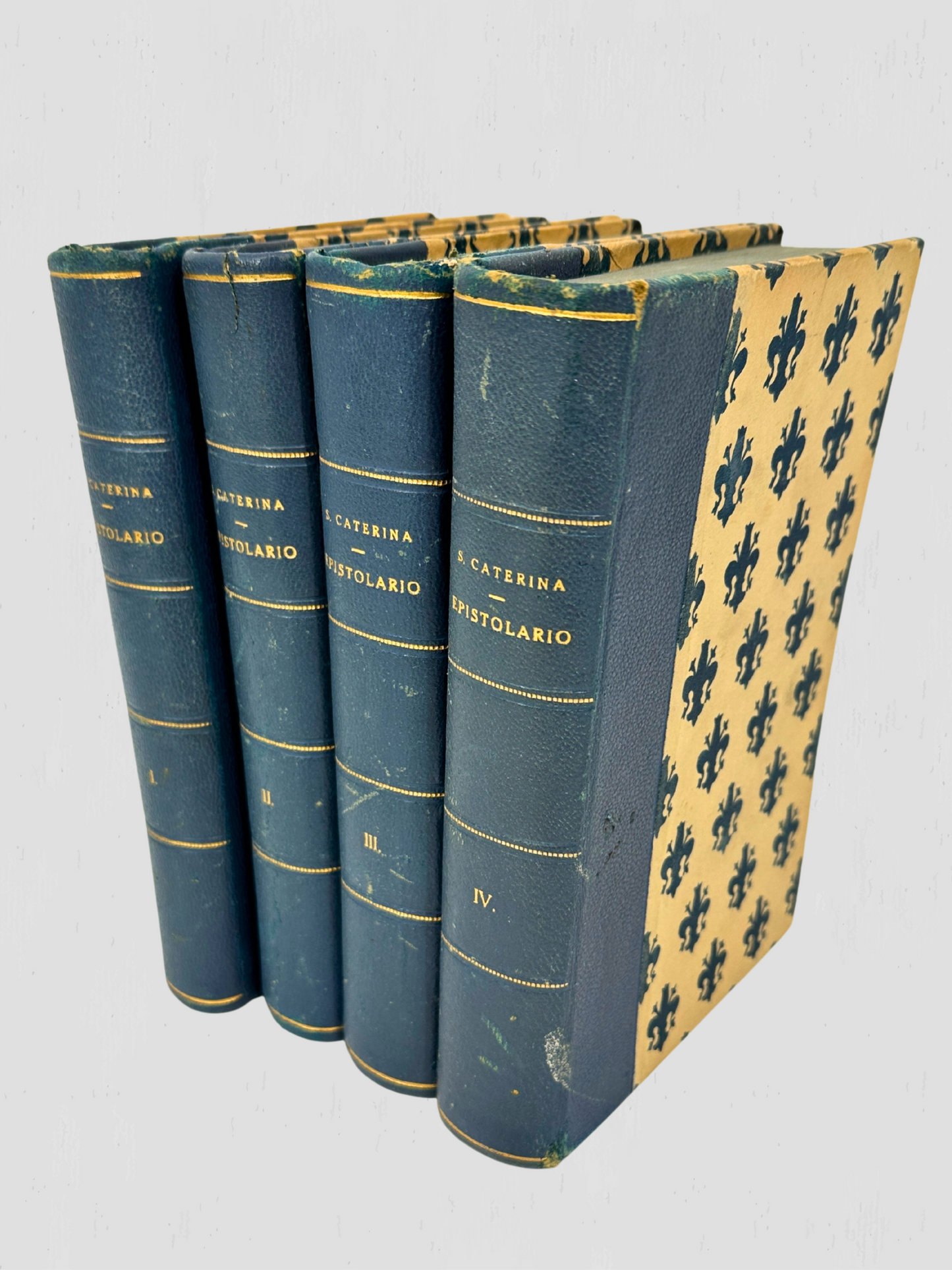 Antique 1910s Italian Le Lettere Di S. Caterina Da Siena Books - Set of 4
