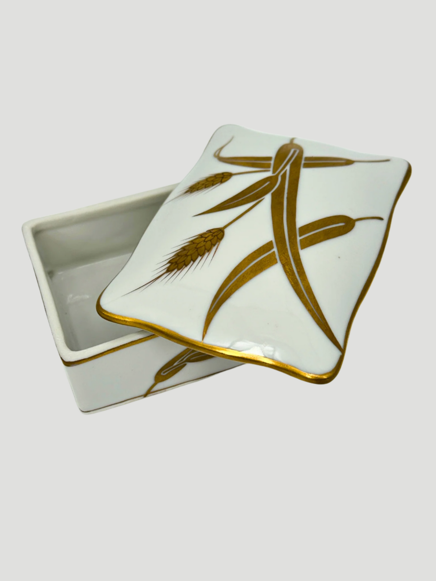 Vintage Fujiyama Porcelain Box and Dishes Set of 5 in "Gold Wheat"