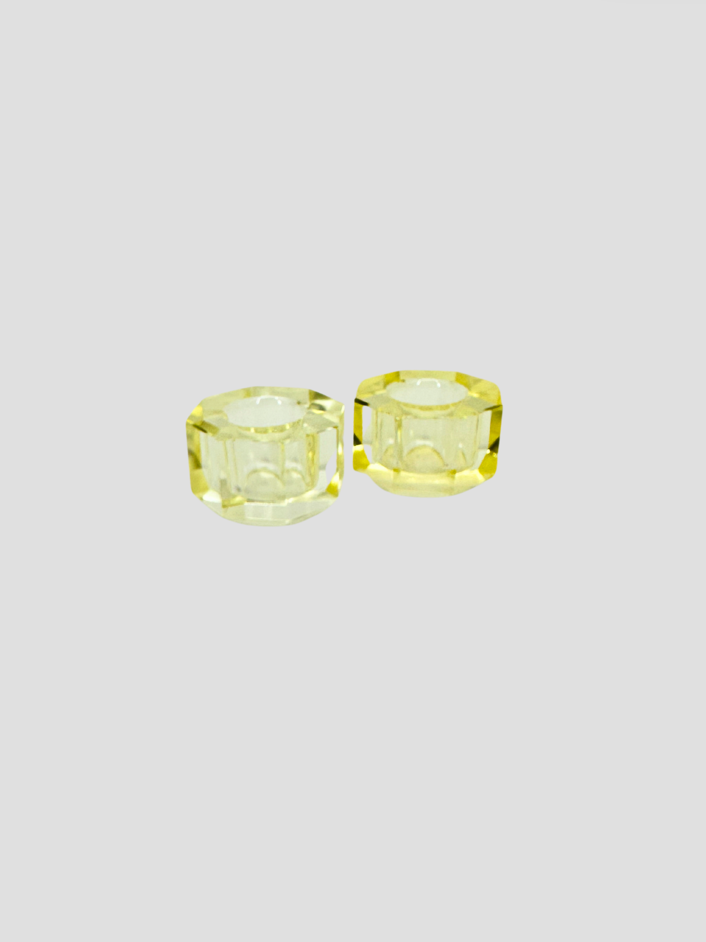 Faceted Crystal Candle Holder Pair - Butter
