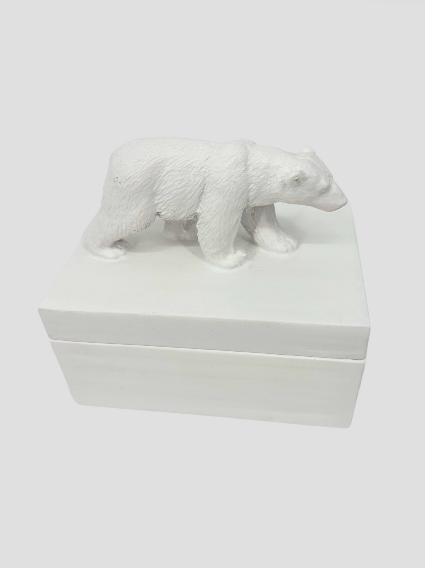 Oly Studio White Cast Resin Polar Bear Lidded Fable Box Animalia