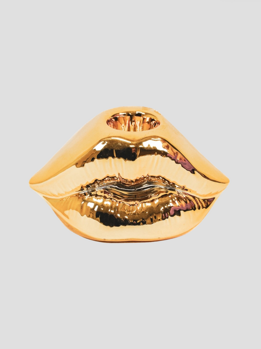 Lips Don't Lie Ceramic Taper Candle Holder