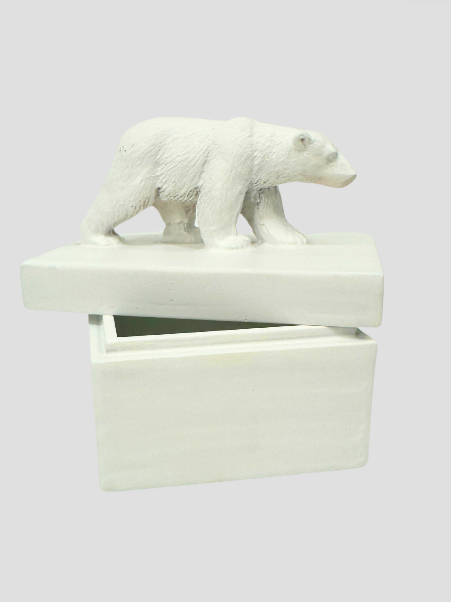 Oly Studio White Cast Resin Polar Bear Lidded Fable Box Animalia
