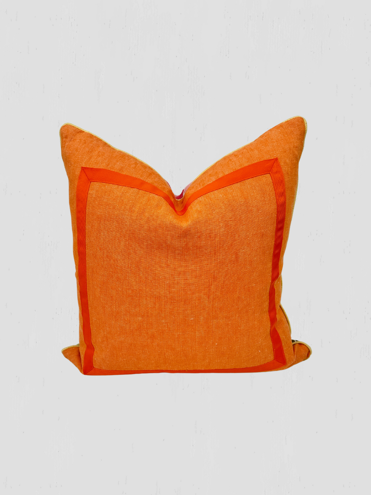 Orange & Floral Print Linen Pillow