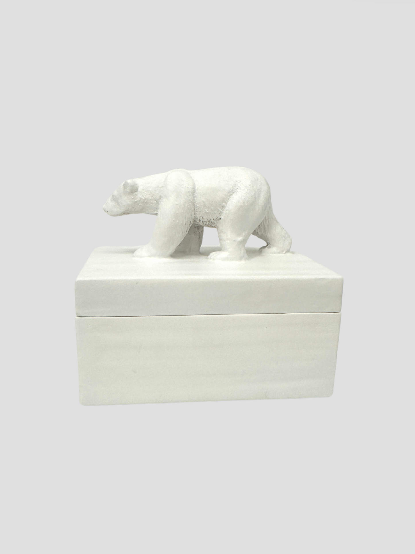 Oly Studio White Cast Resin Polar Bear Lidded Fable Box Animalia