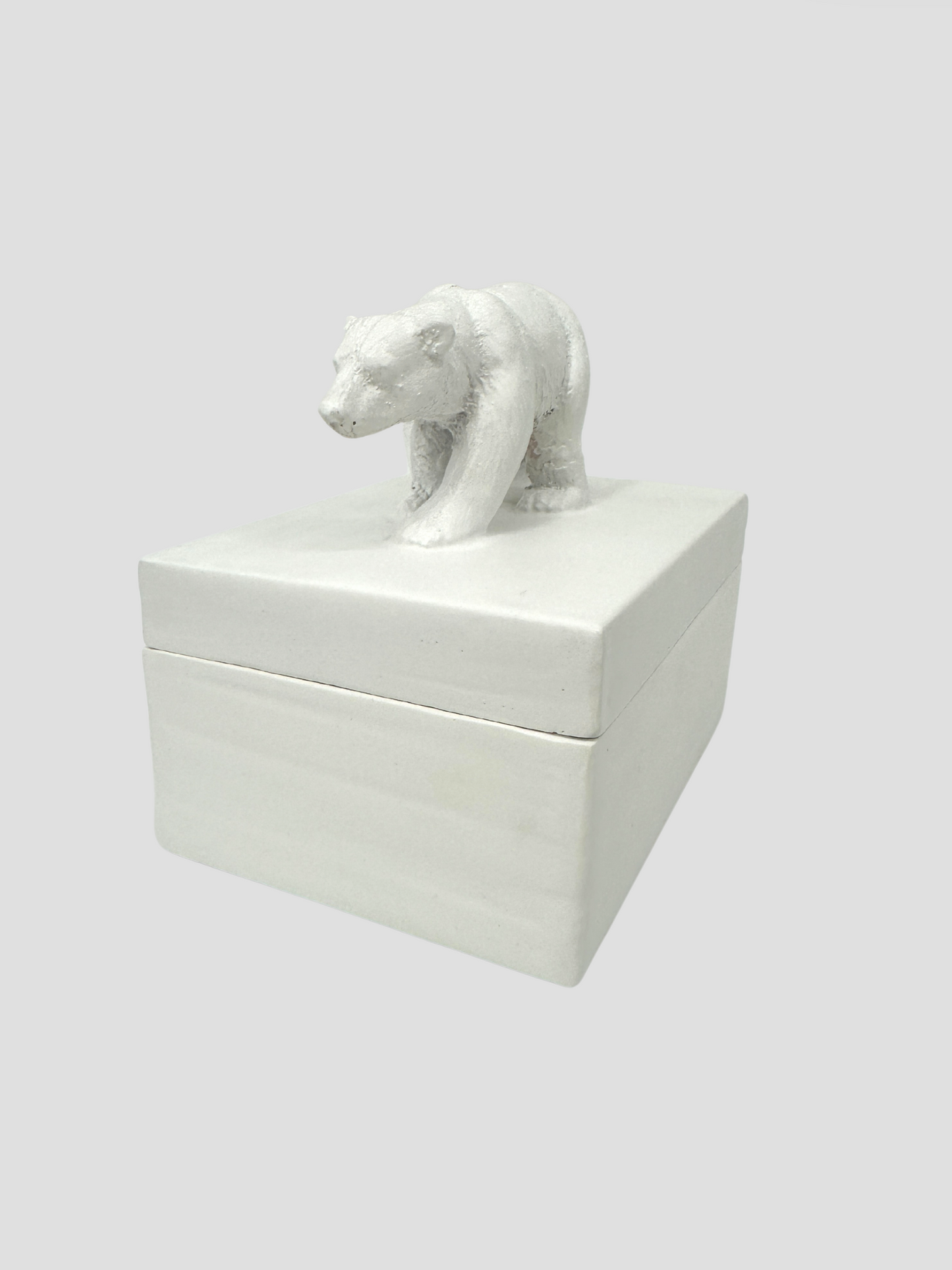 Oly Studio White Cast Resin Polar Bear Lidded Fable Box Animalia