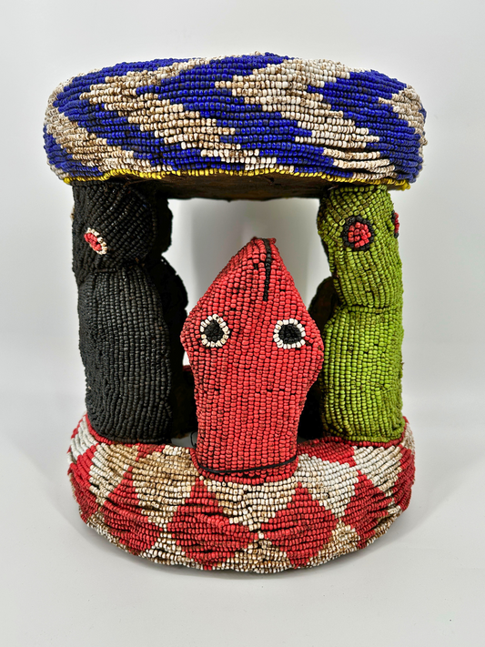 Bamileke Trade Bead Animal Stool
