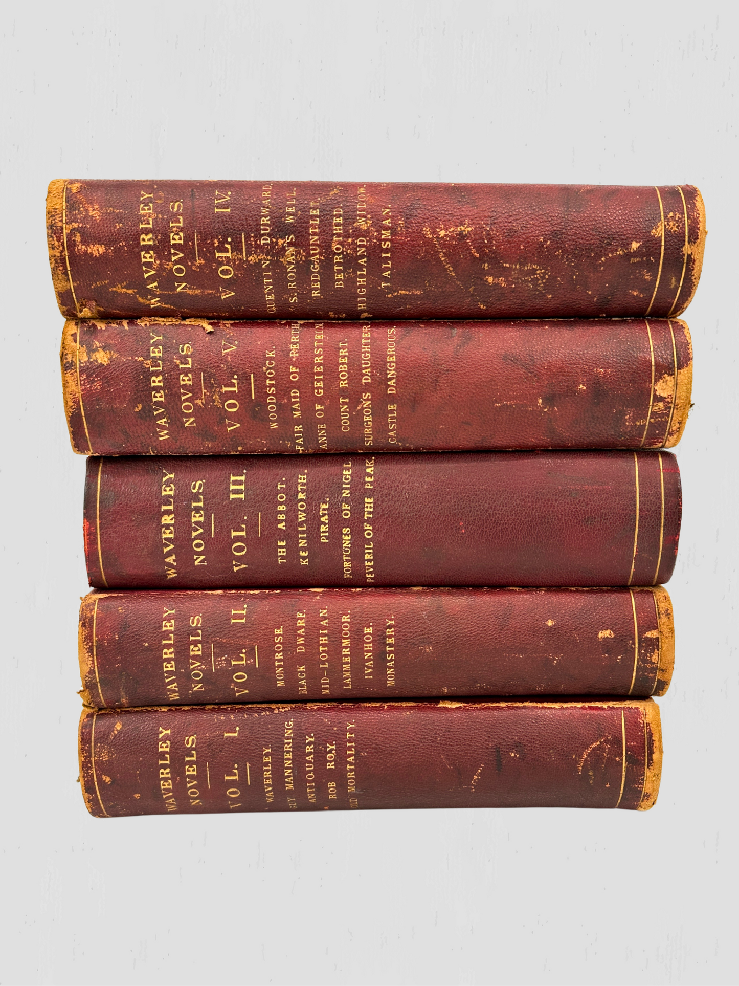 Late 19th Century Waverley Novels by Sir Walter Scott, Bart. Antique - Set of 5 Books
