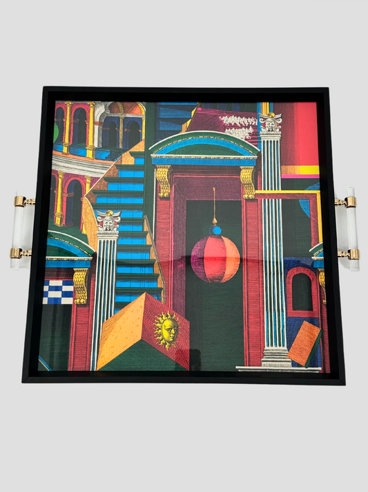 Black Decorative Tray Mind the Gap With Lucite & Gold Handles