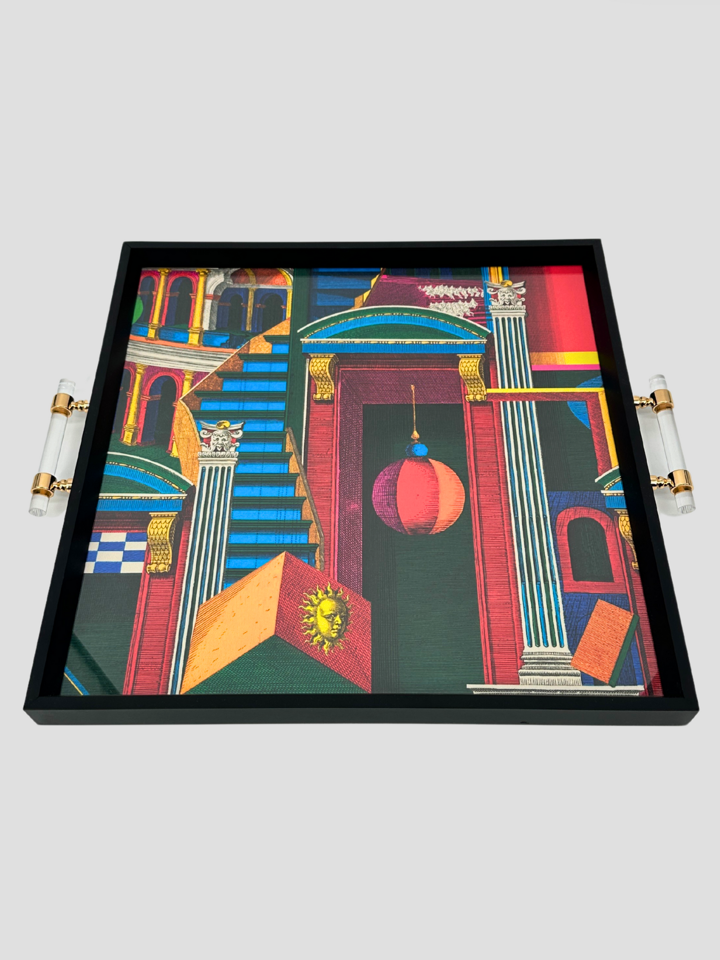Black Decorative Tray Mind the Gap With Lucite & Gold Handles