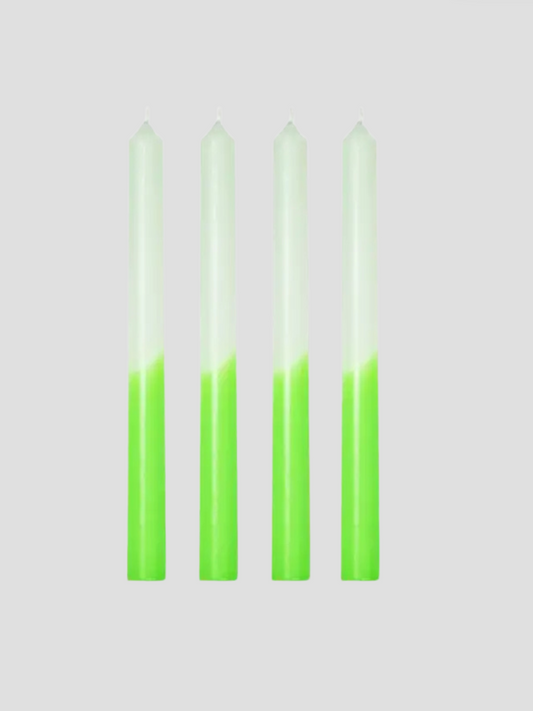 Green Dip Dye Taper Candle Set of 4