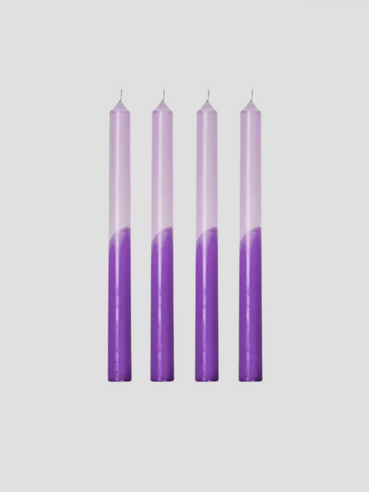 Lilac & Purple Dip Dye Taper Candle Set of 4