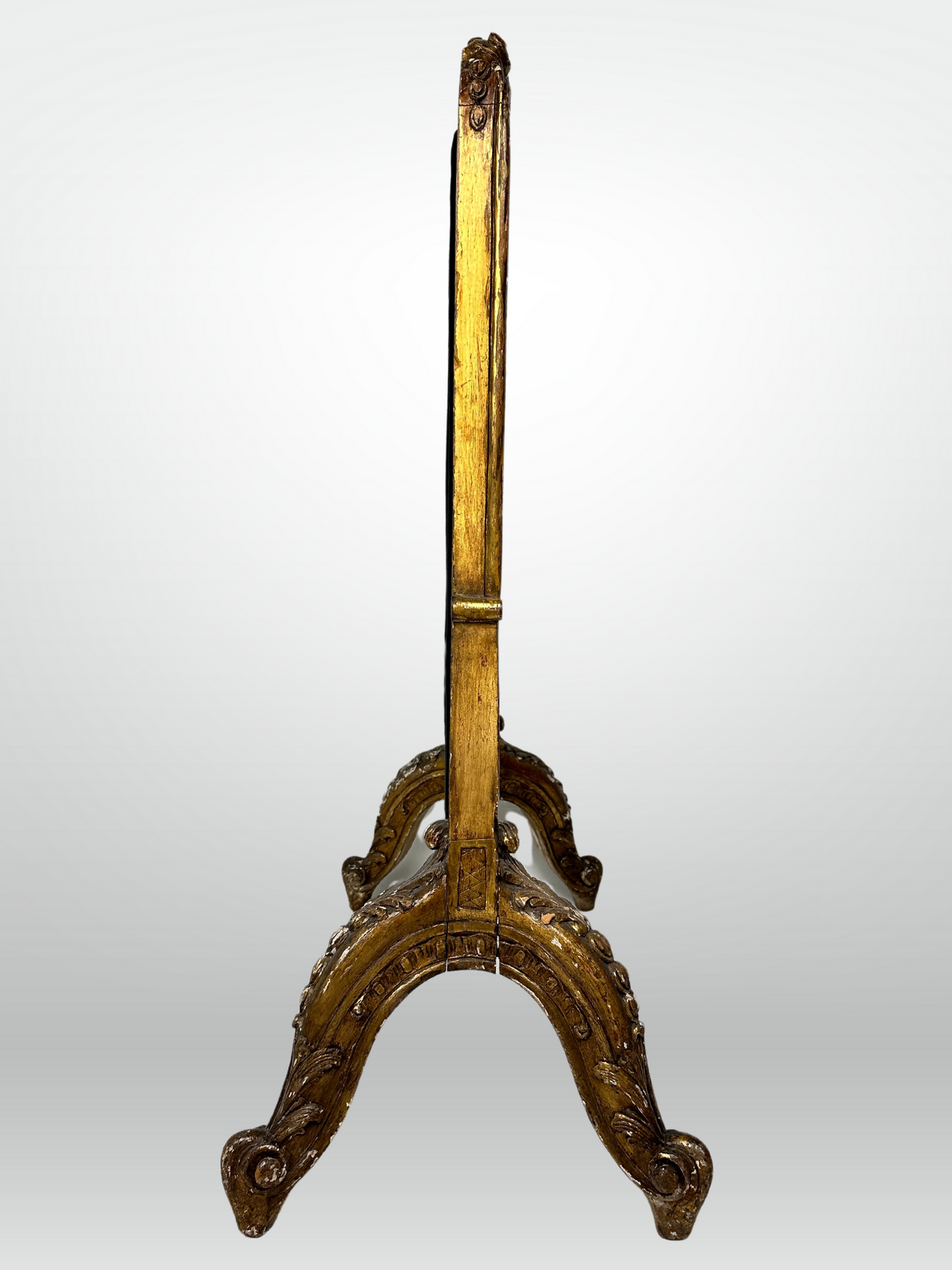19th Century Carved Fire Screen Upholstered in Gastón Y Daniela Linen
