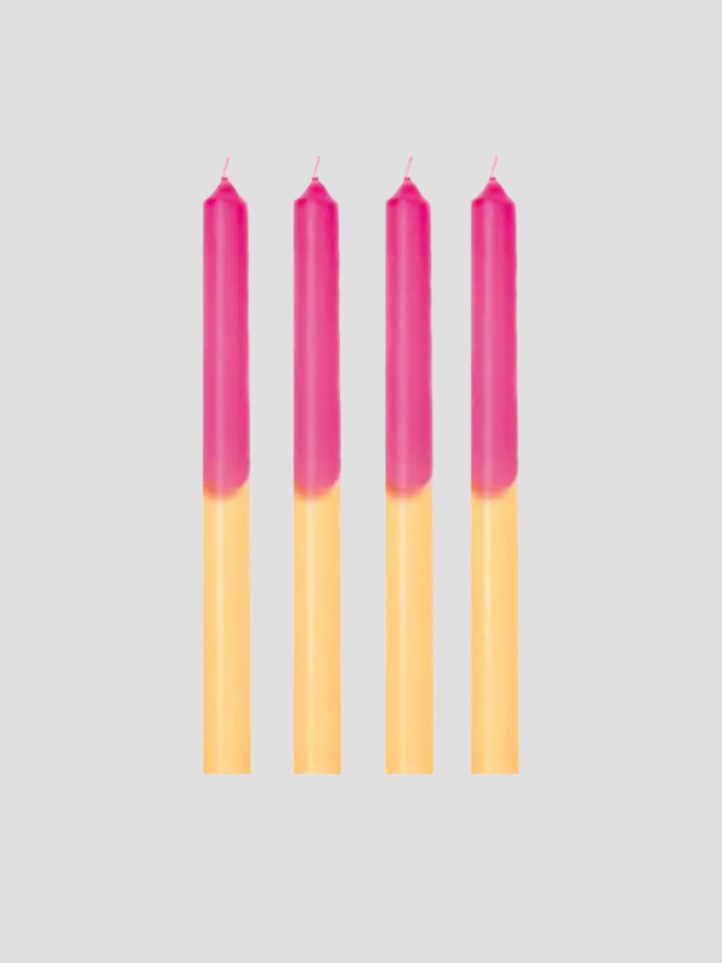 Pink & Yellow Dip Dye Taper Candle Set of 4