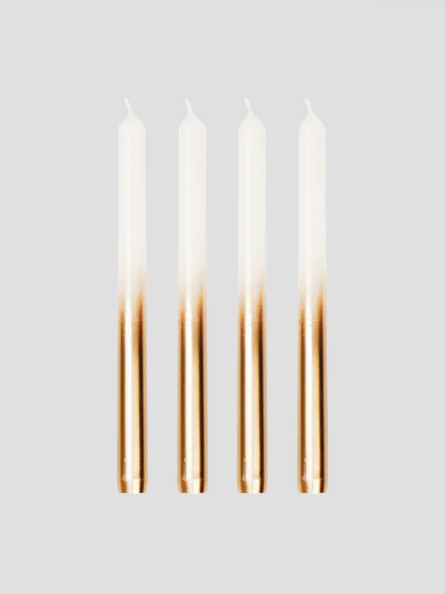 White & Gold Dip Dye Taper Candle Set of 4