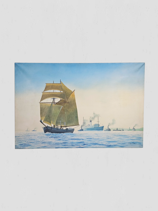 Philippe Conrad Nautical Boat on Water Painting on Canvas