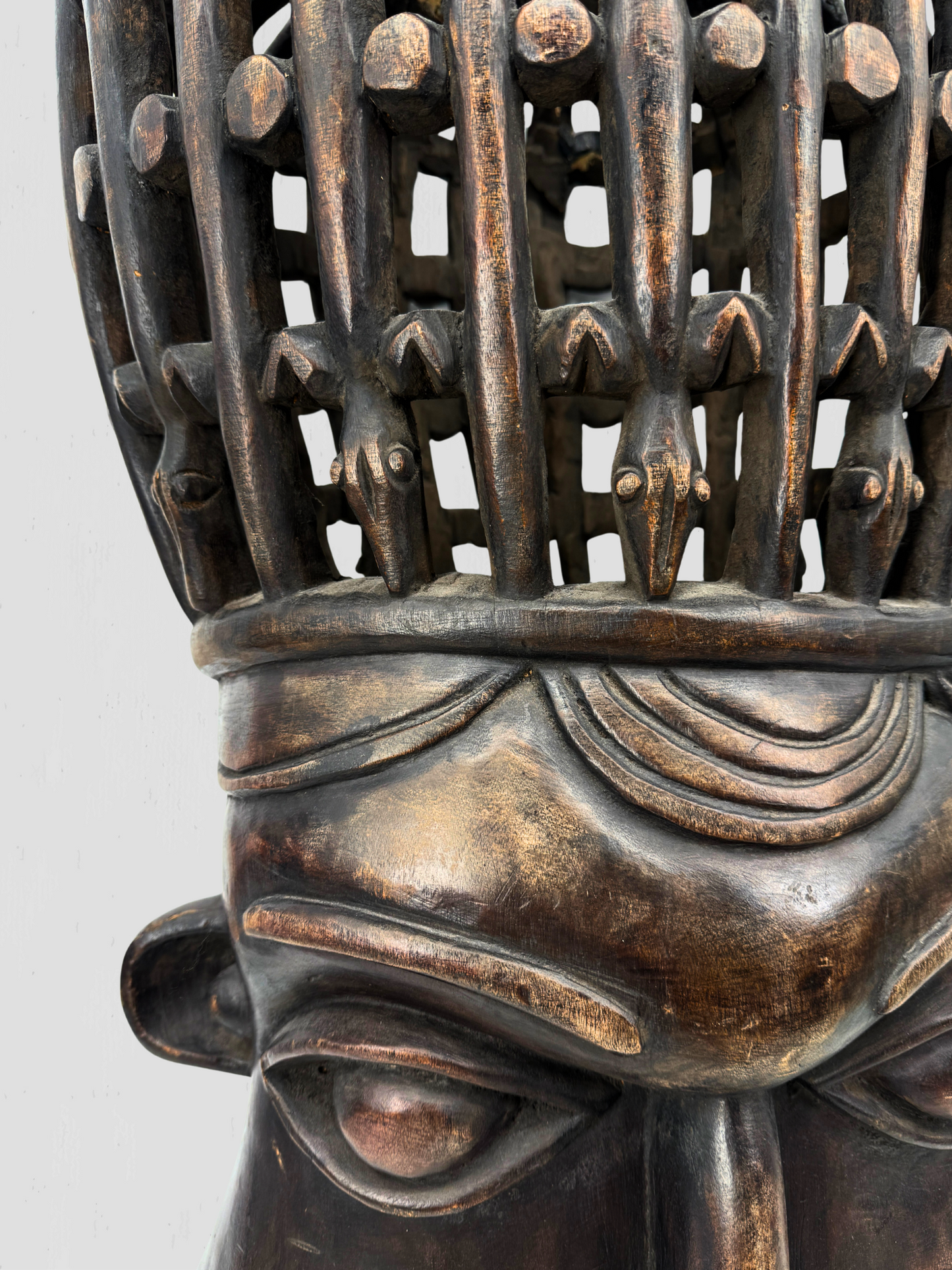 Mid 20th Century African Hand Carved Large Wooden Bamum Sculpture