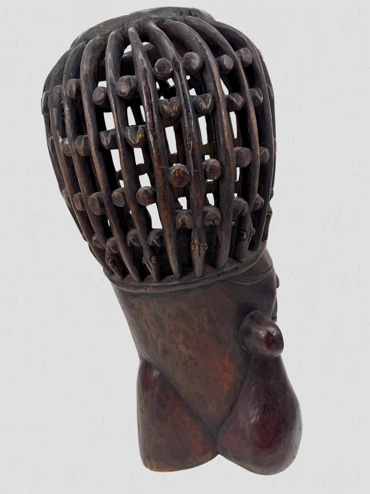 Mid 20th Century African Hand Carved Large Wooden Bamum Sculpture