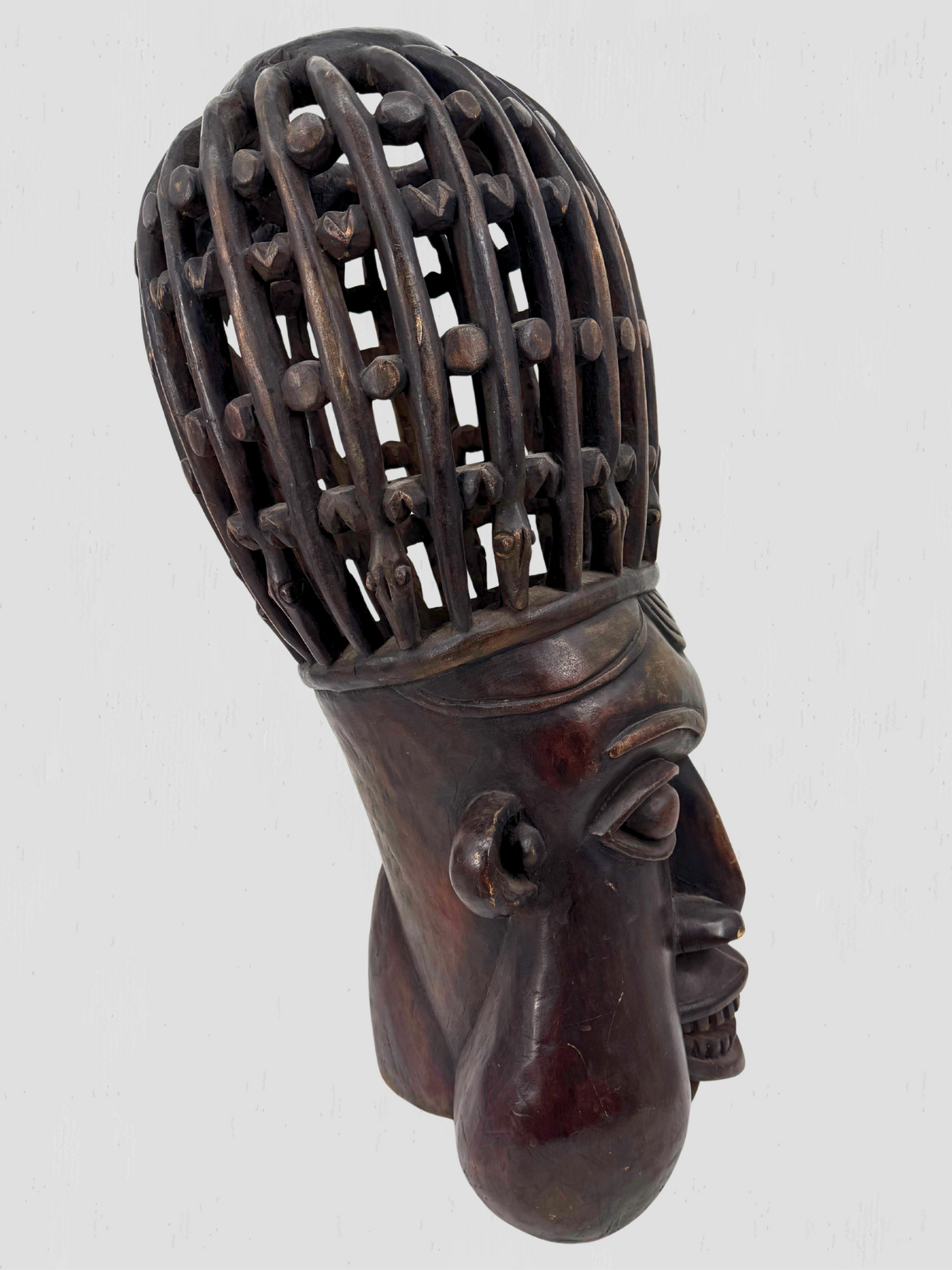 Mid 20th Century African Hand Carved Large Wooden Bamum Sculpture