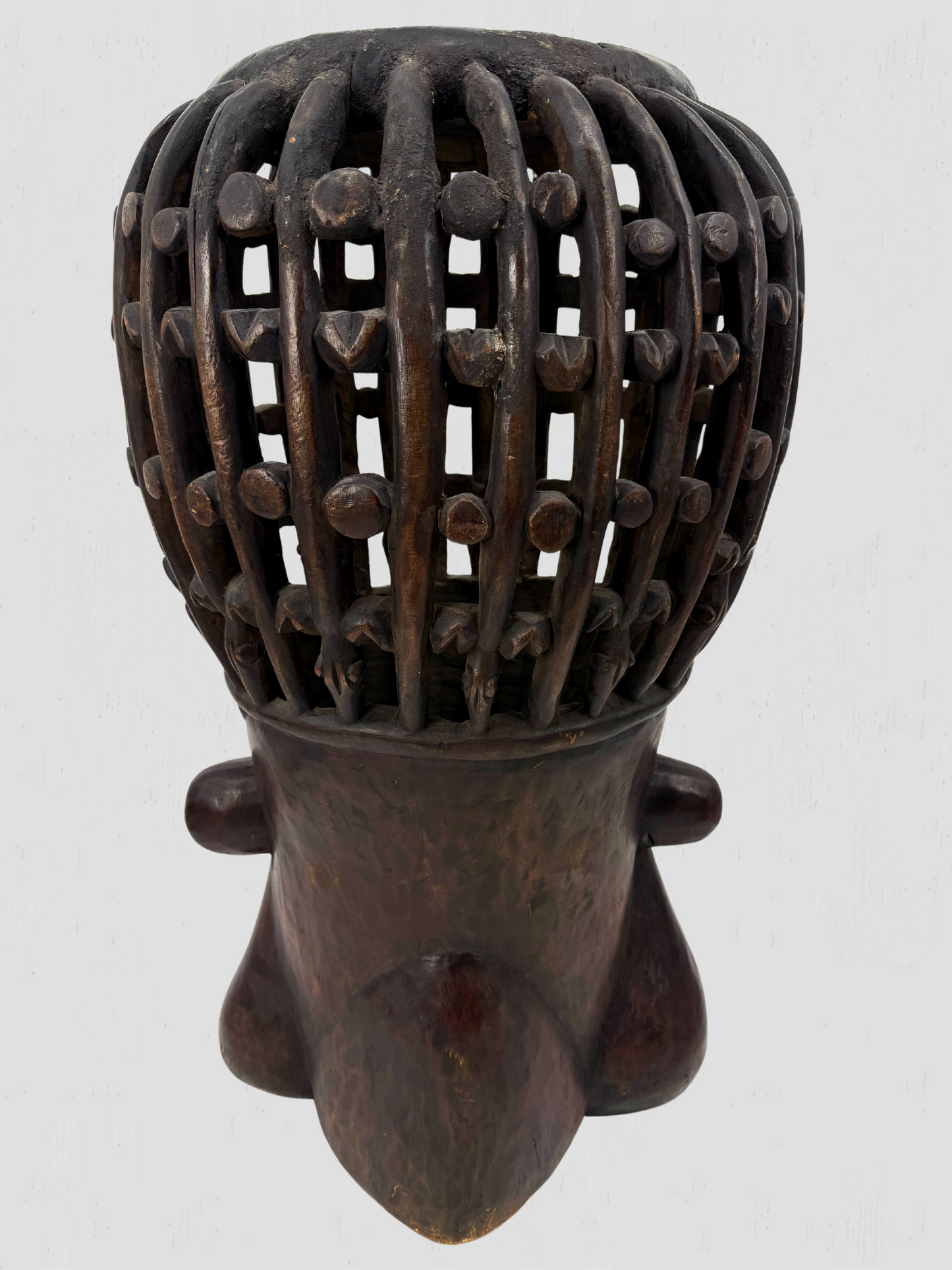 Mid 20th Century African Hand Carved Large Wooden Bamum Sculpture