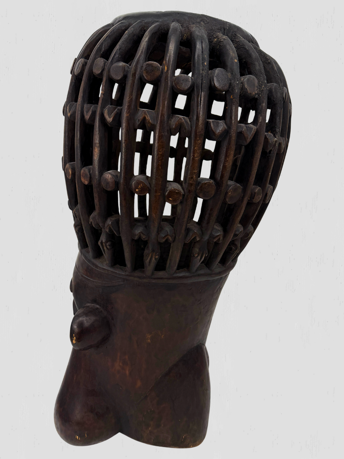 Mid 20th Century African Hand Carved Large Wooden Bamum Sculpture