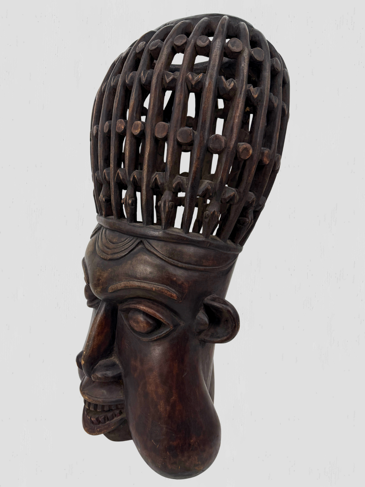 Mid 20th Century African Hand Carved Large Wooden Bamum Sculpture